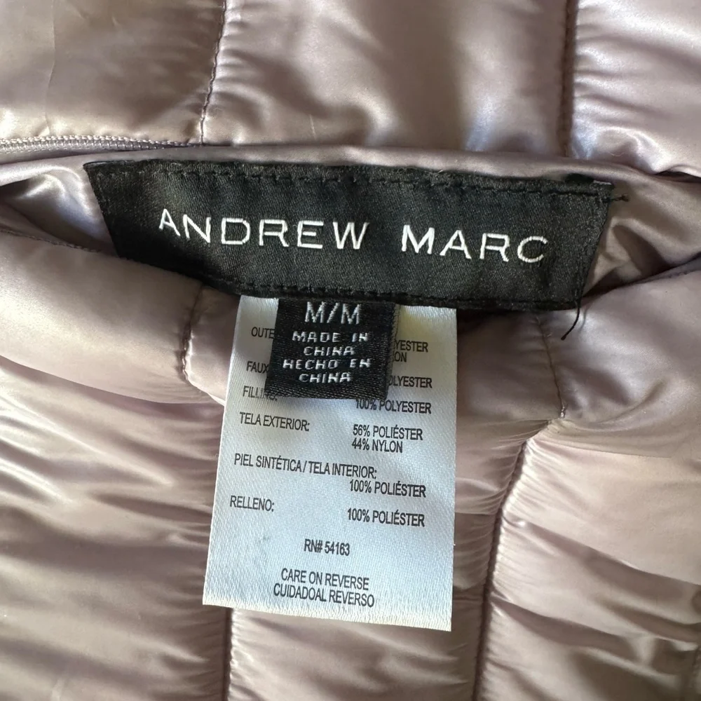 ANDREW MARC Childrens Luxury Lilac Reversible Puffer Coat. Faux Fur Lined Size M